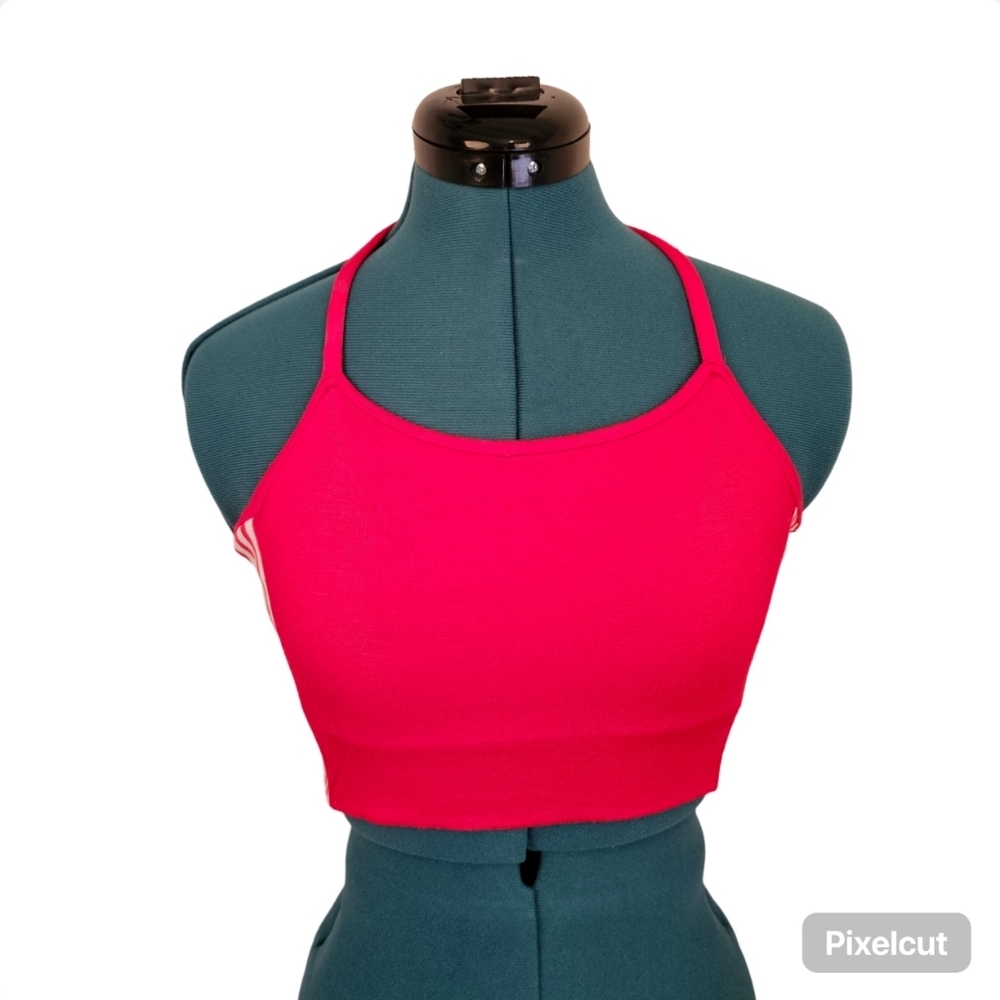 Custom handmade red stretch knit with side ribbon cropped top size S US